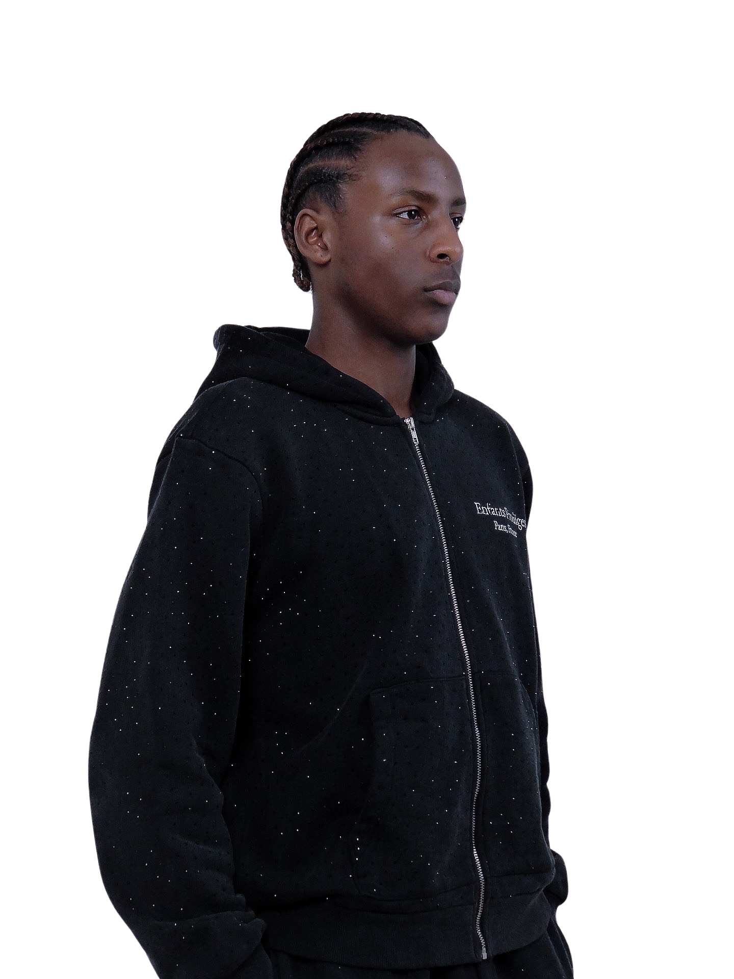 "MINUIT" BLACK RHINESTONES HOODIE