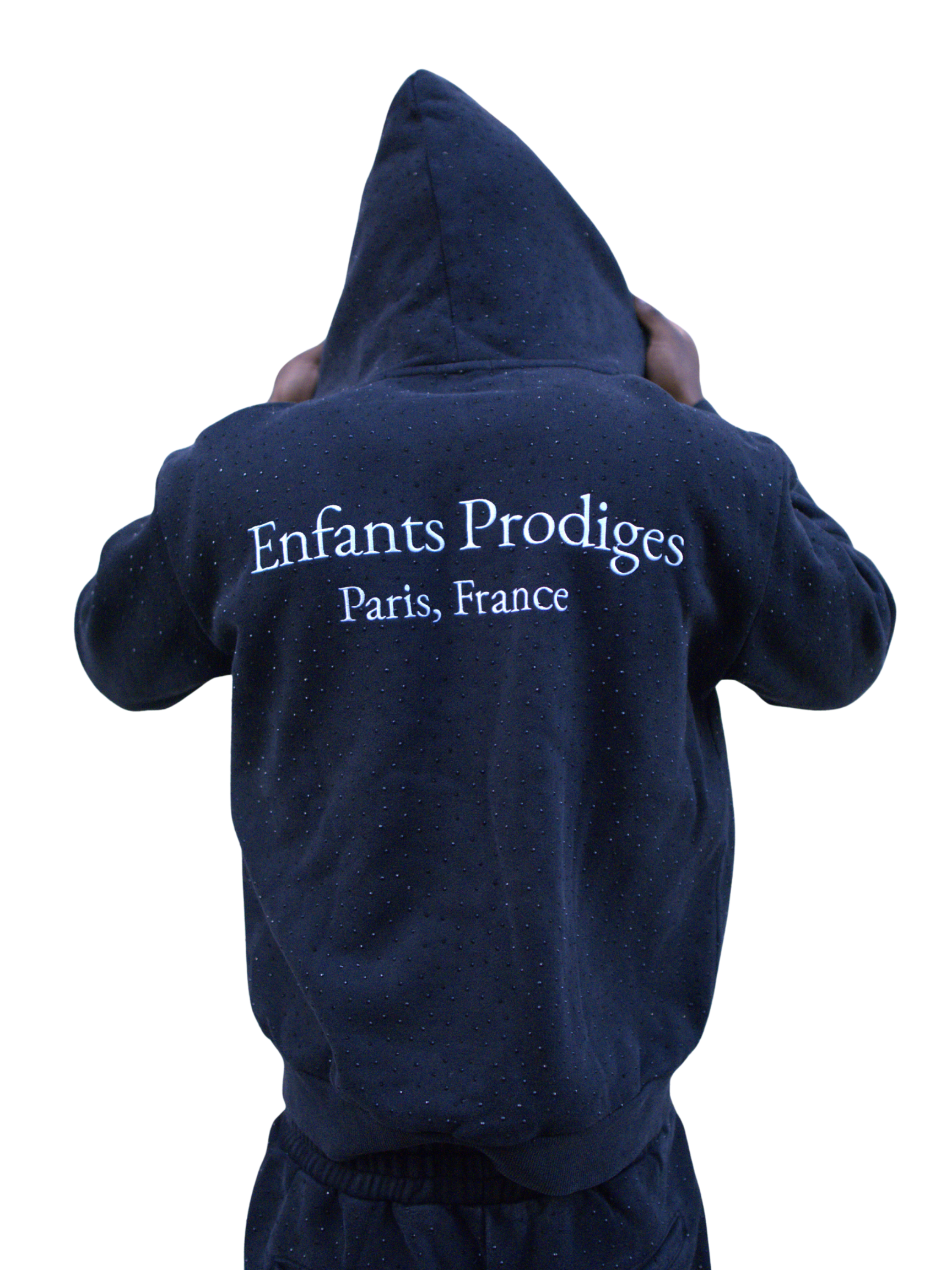 "MINUIT" BLACK RHINESTONES HOODIE